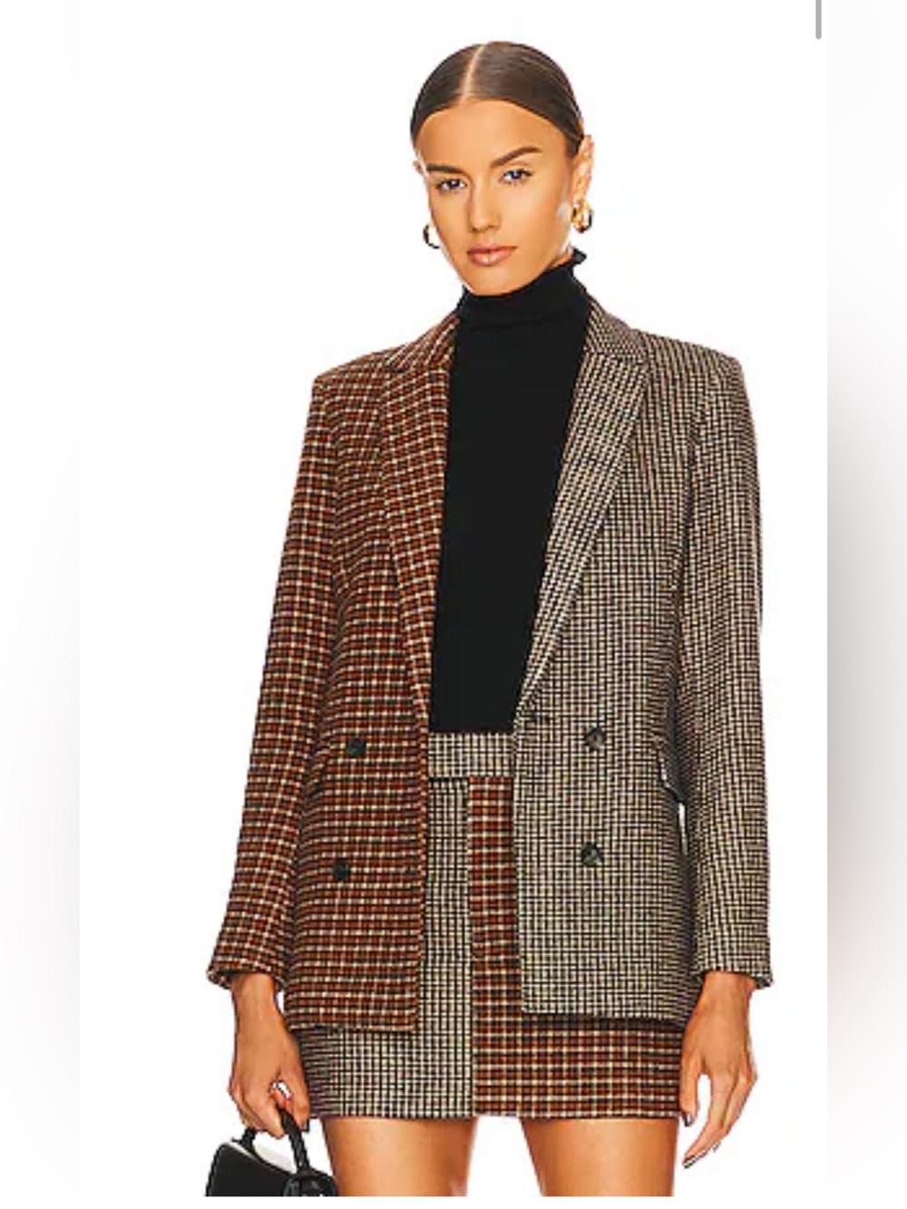 Rails Cody Mixed Mini Check Wool Blend Academia Blazer - Size Medium
